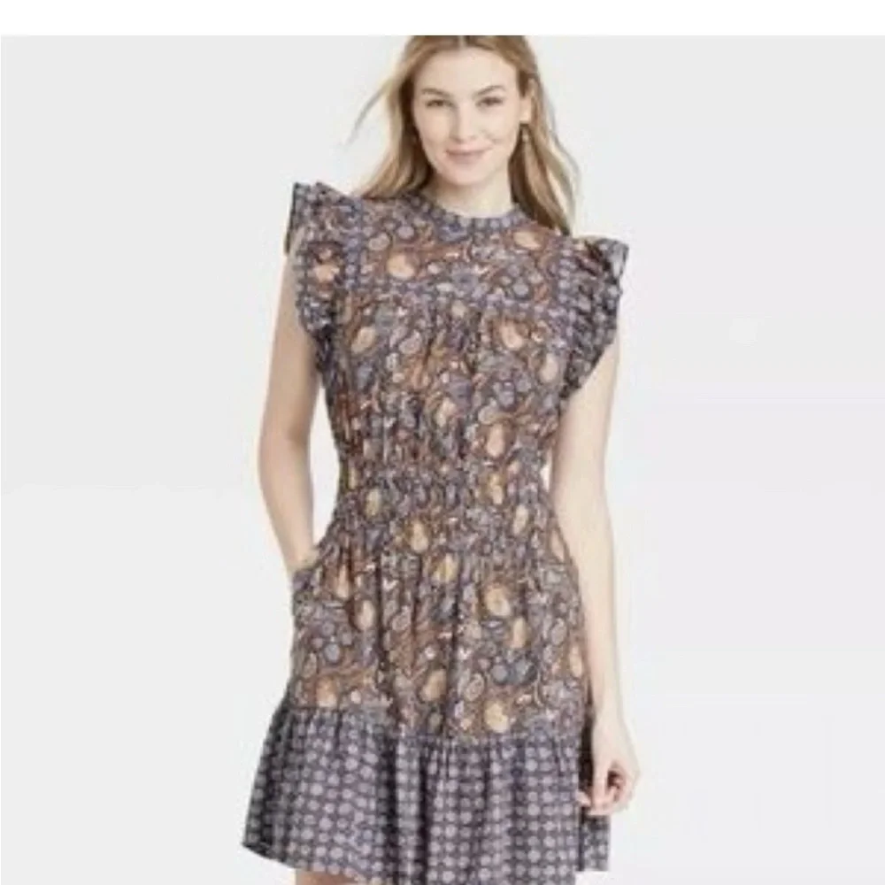 Universal Thread Paisley Flutter Sleeve Sundress Dress - Picture 1 of 4